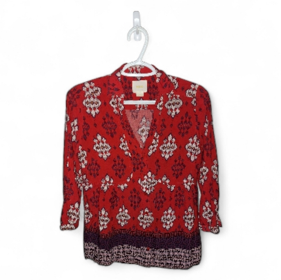 Anthropologie Tops - 🩵 Anthropologie Mauve Mixed Media Blouse NWOT Size 4